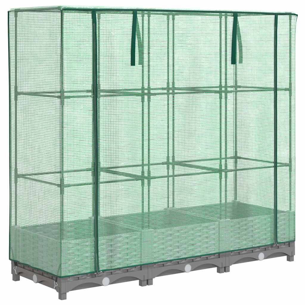 højbed med drivhusovertræk 120x40x123 cm rattan-look