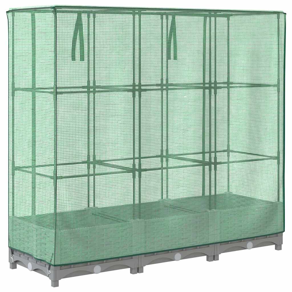 højbed med drivhusovertræk 120x40x123 cm rattan-look