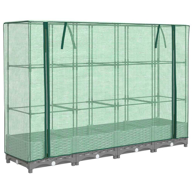 højbed med drivhusovertræk 160x40x123 cm rattan-look