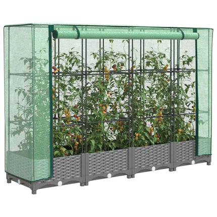 højbed med drivhusovertræk 160x40x123 cm rattan-look