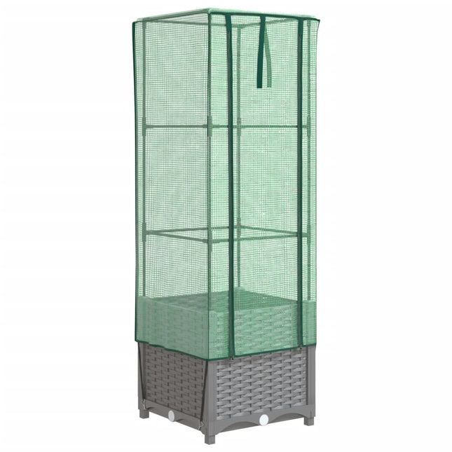 højbed med drivhusovertræk 40x40x139 cm rattan-look