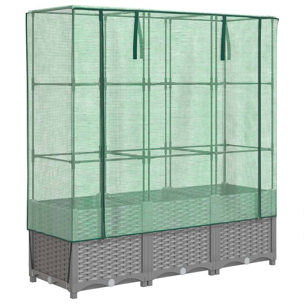 højbed med drivhusovertræk 120x40x138 cm rattan-look