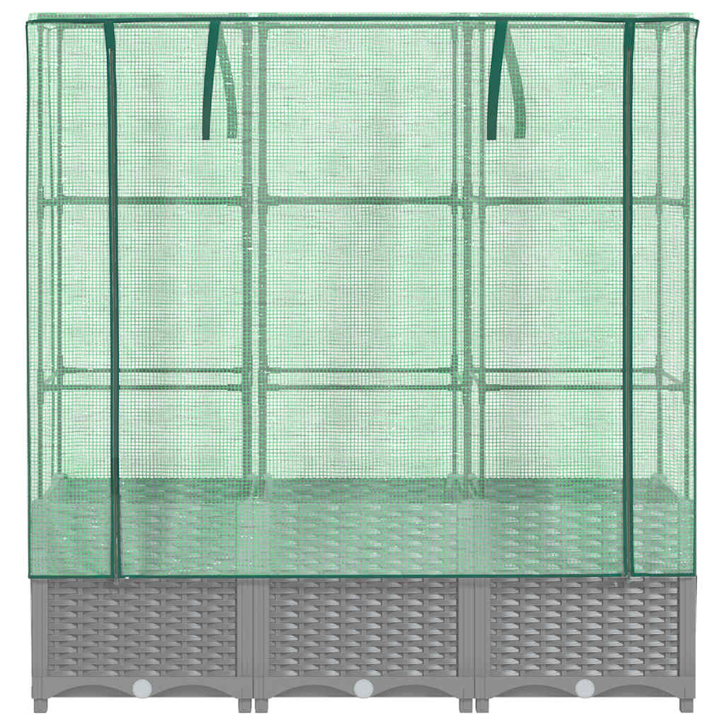 højbed med drivhusovertræk 120x40x138 cm rattan-look