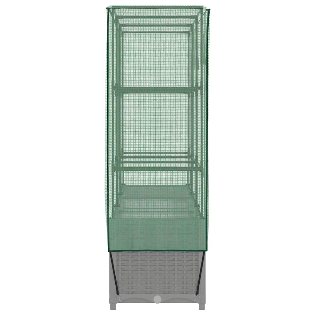højbed med drivhusovertræk 120x40x138 cm rattan-look