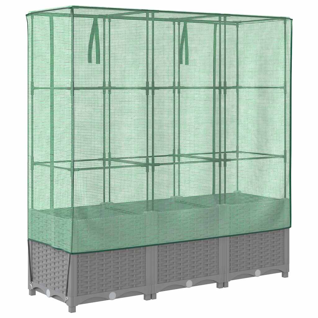 højbed med drivhusovertræk 120x40x138 cm rattan-look