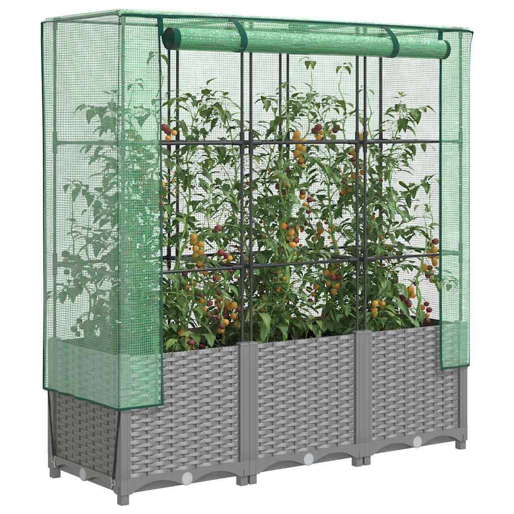 højbed med drivhusovertræk 120x40x138 cm rattan-look