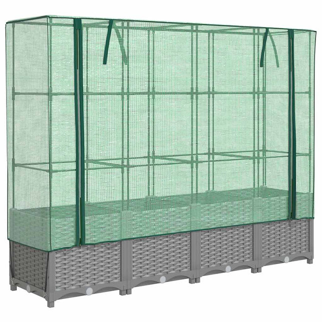højbed med drivhusovertræk 160x40x138 cm rattan-look