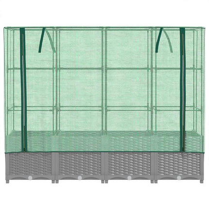 højbed med drivhusovertræk 160x40x138 cm rattan-look