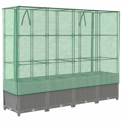 højbed med drivhusovertræk 160x40x138 cm rattan-look