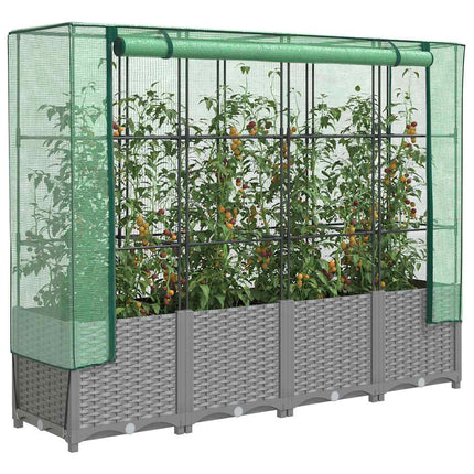 højbed med drivhusovertræk 160x40x138 cm rattan-look