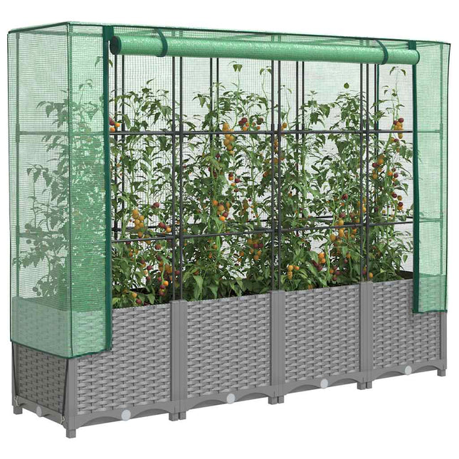højbed med drivhusovertræk 160x40x138 cm rattan-look