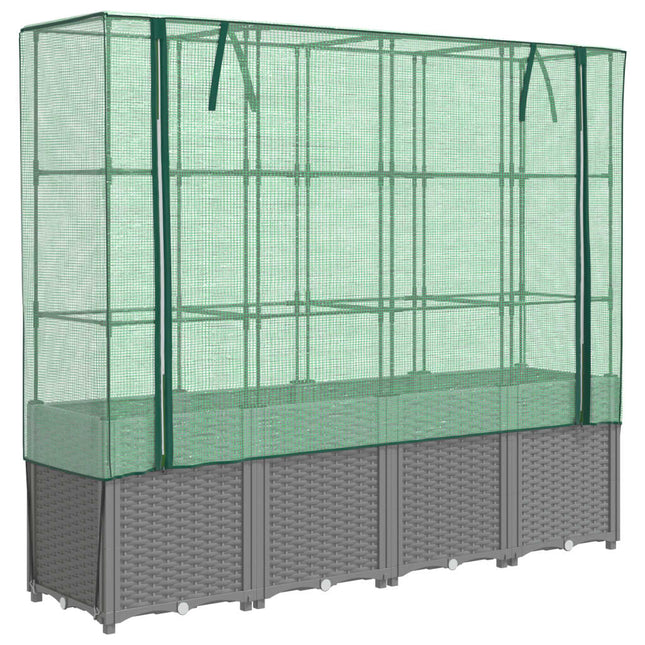 højbed med drivhusovertræk 160x40x153 cm rattan-look