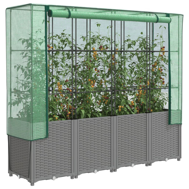 højbed med drivhusovertræk 160x40x153 cm rattan-look
