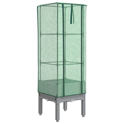 højbed med drivhusovertræk 40x40x140 cm rattan-look