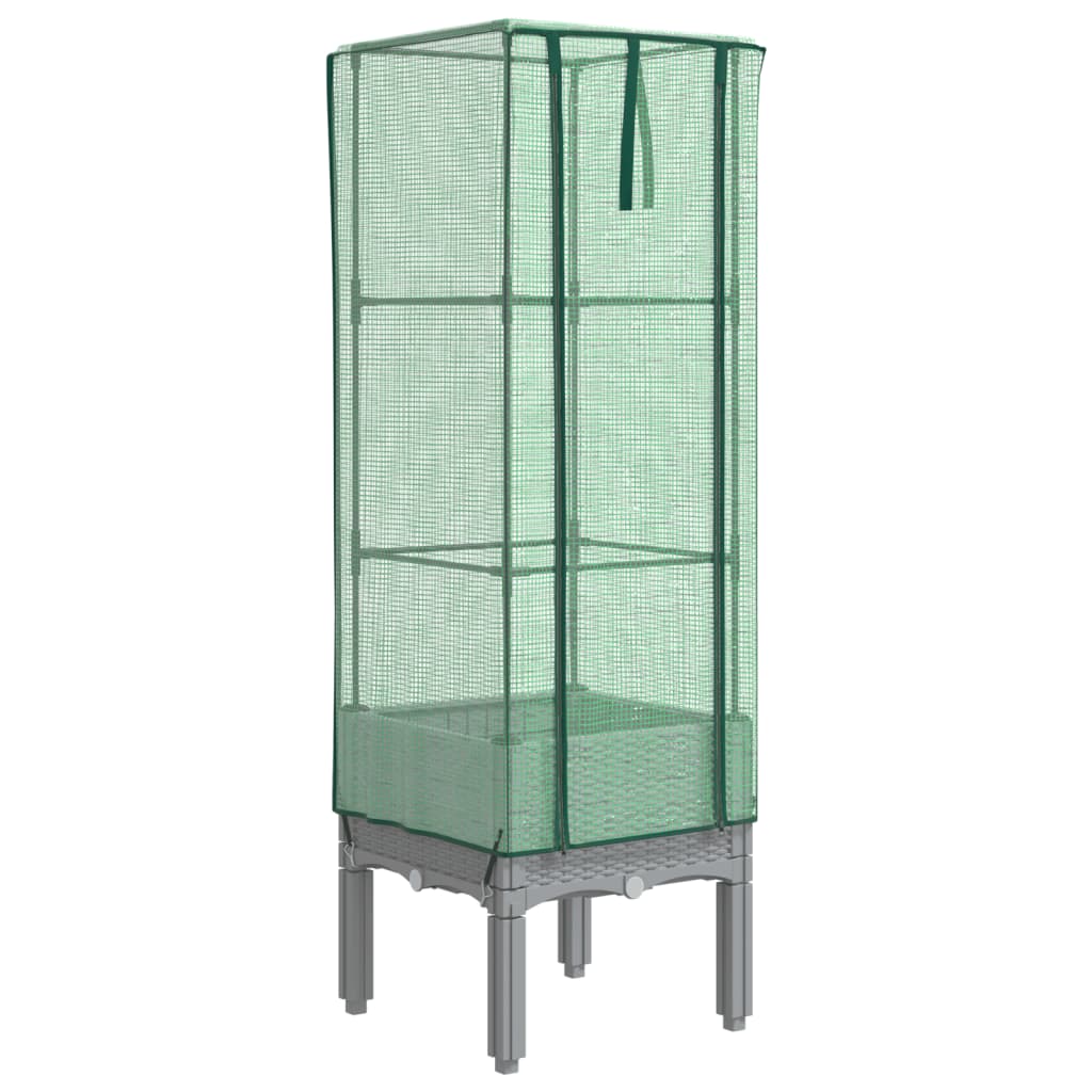 højbed med drivhusovertræk 40x40x140 cm rattan-look