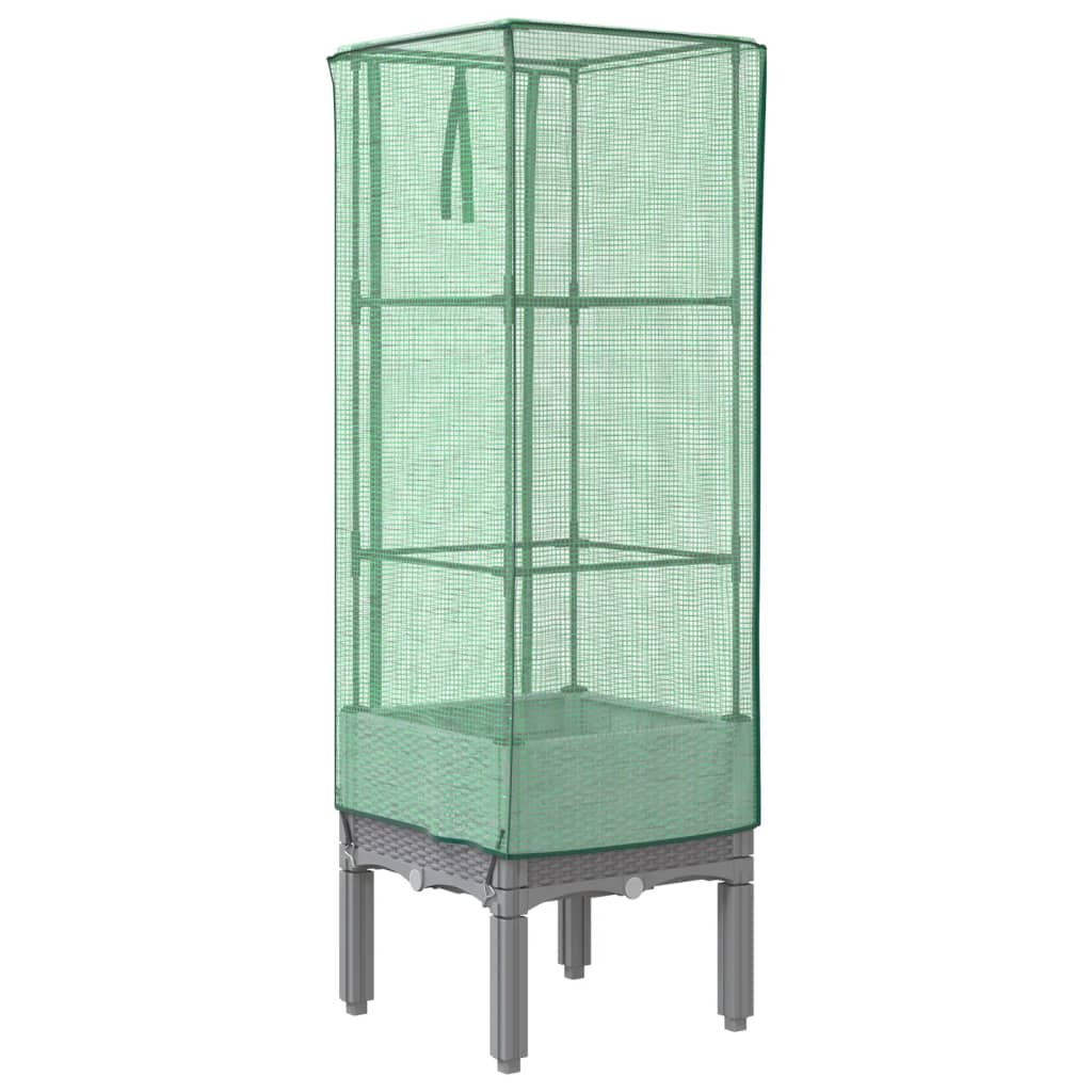 højbed med drivhusovertræk 40x40x140 cm rattan-look