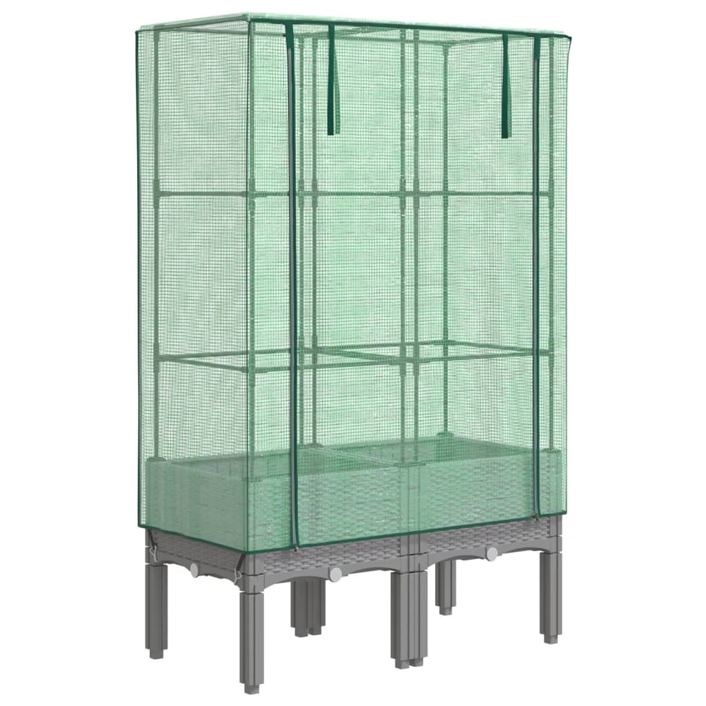 højbed med drivhusovertræk 80x40x140 cm rattan-look