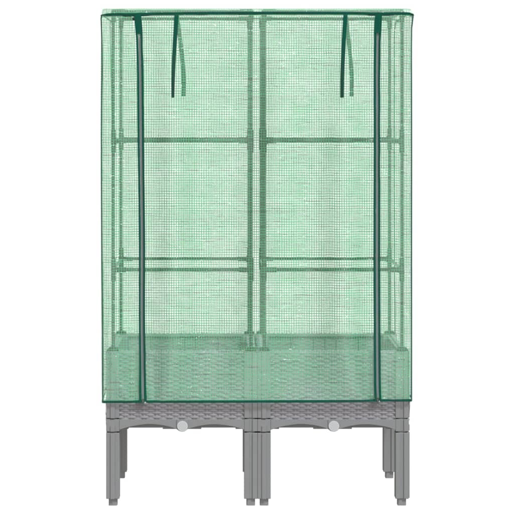 højbed med drivhusovertræk 80x40x140 cm rattan-look