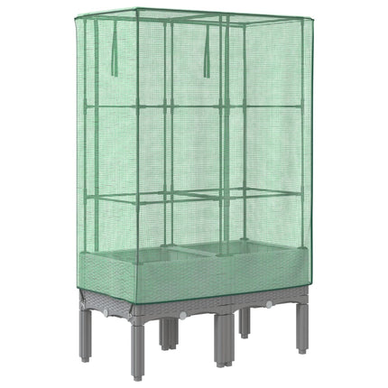 højbed med drivhusovertræk 80x40x140 cm rattan-look