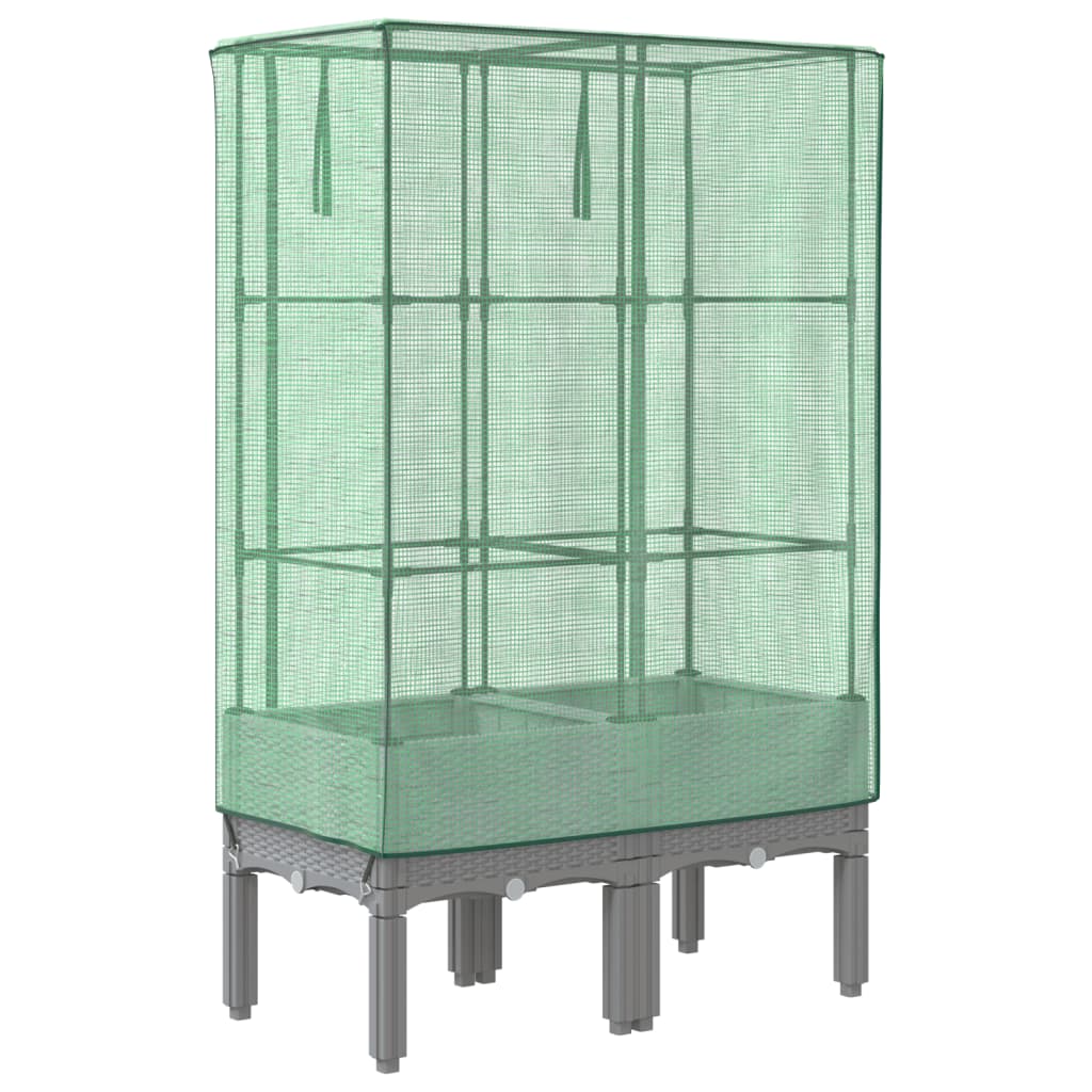 højbed med drivhusovertræk 80x40x140 cm rattan-look