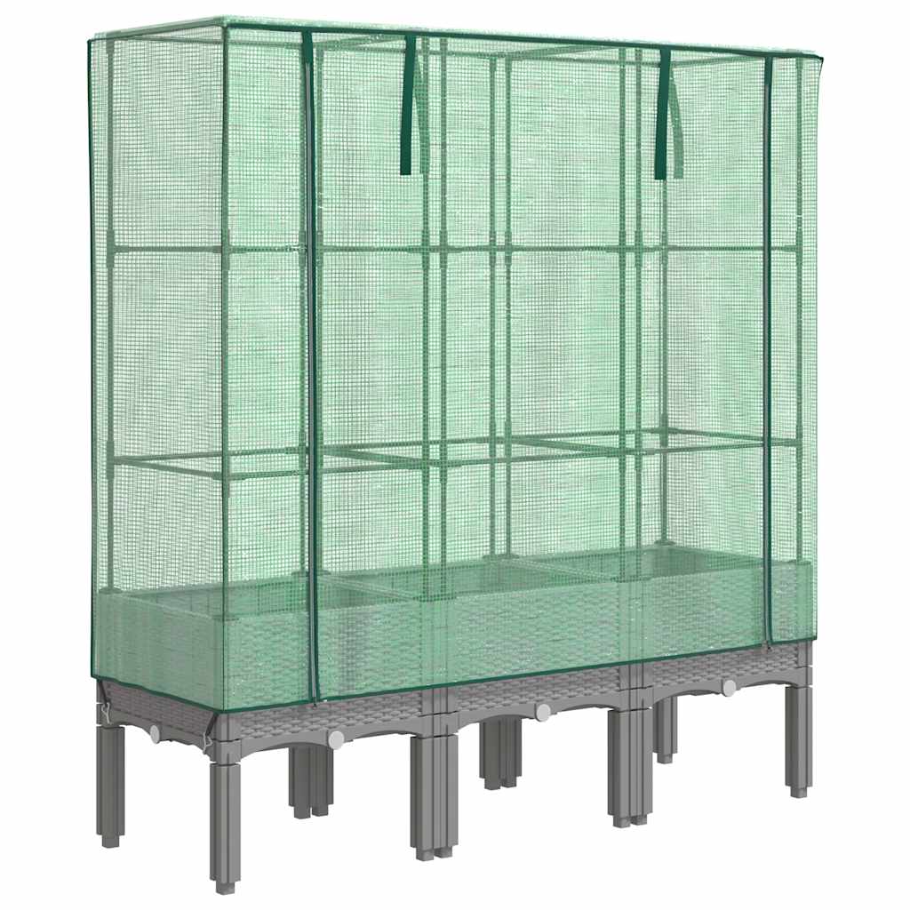 højbed med drivhusovertræk 120x40x140 cm rattan-look