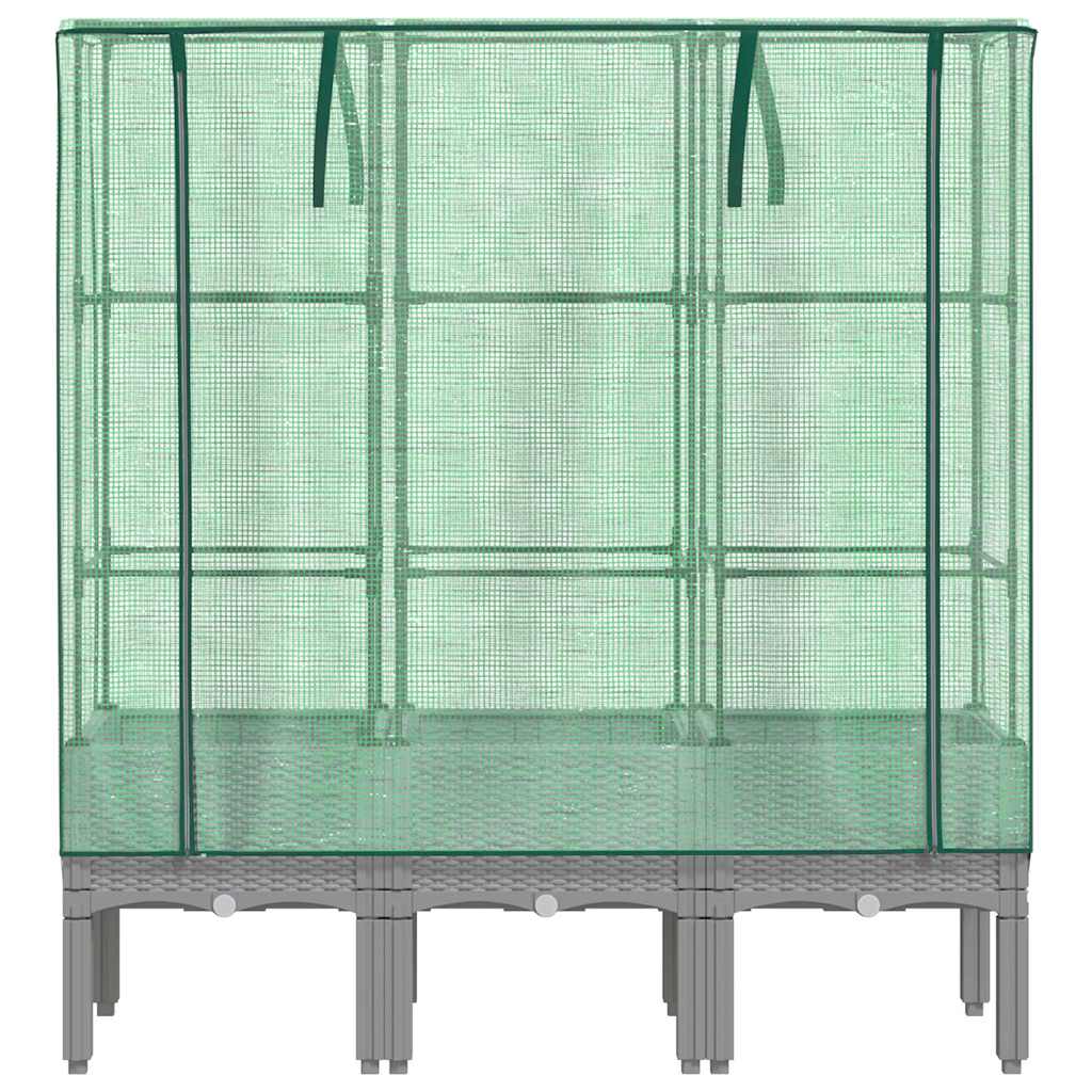 højbed med drivhusovertræk 120x40x140 cm rattan-look
