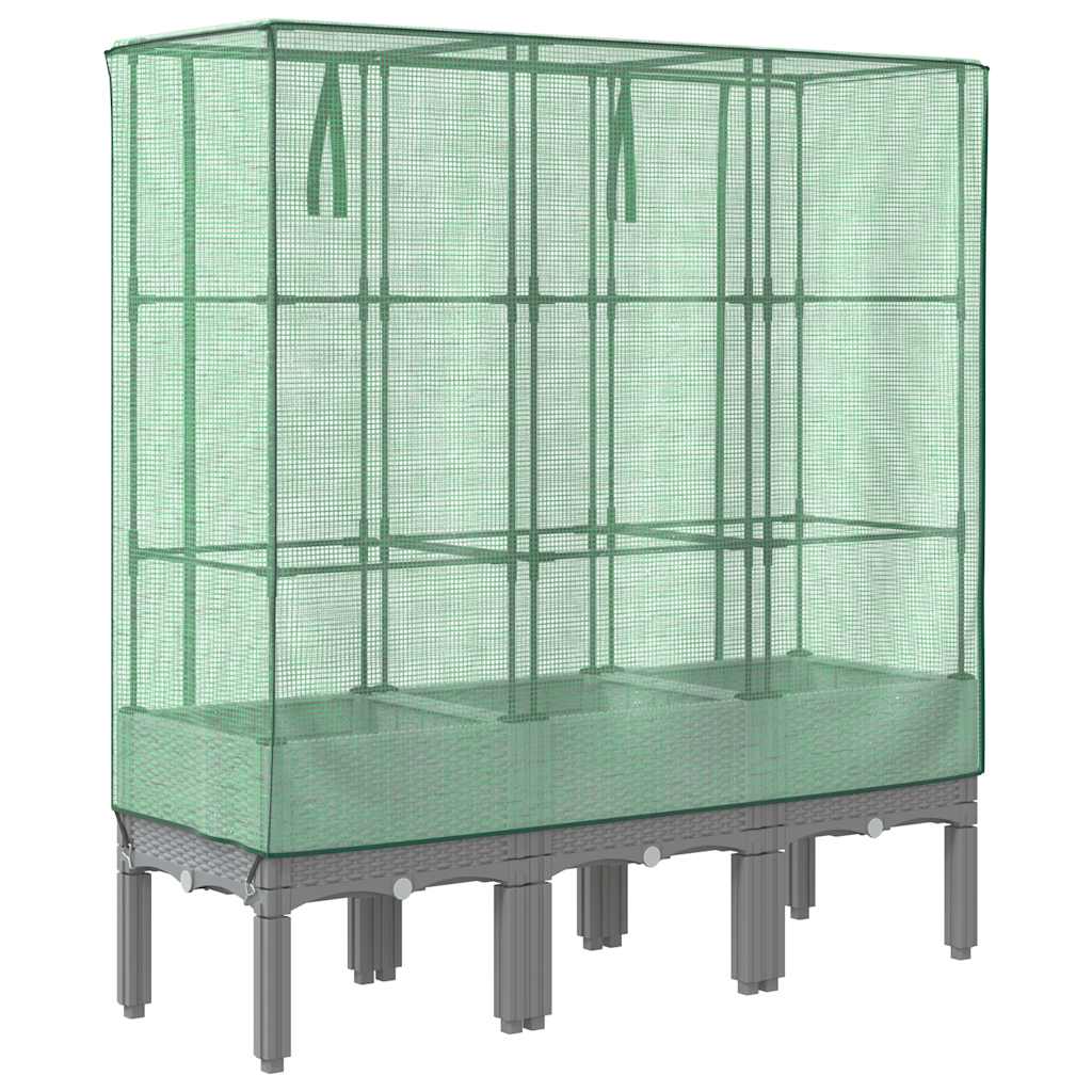 højbed med drivhusovertræk 120x40x140 cm rattan-look