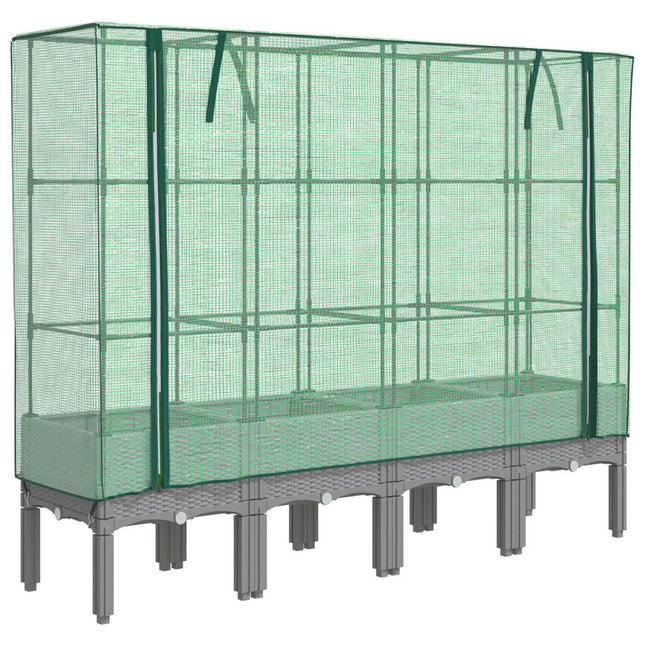 højbed med drivhusovertræk 160x40x140 cm rattan-look