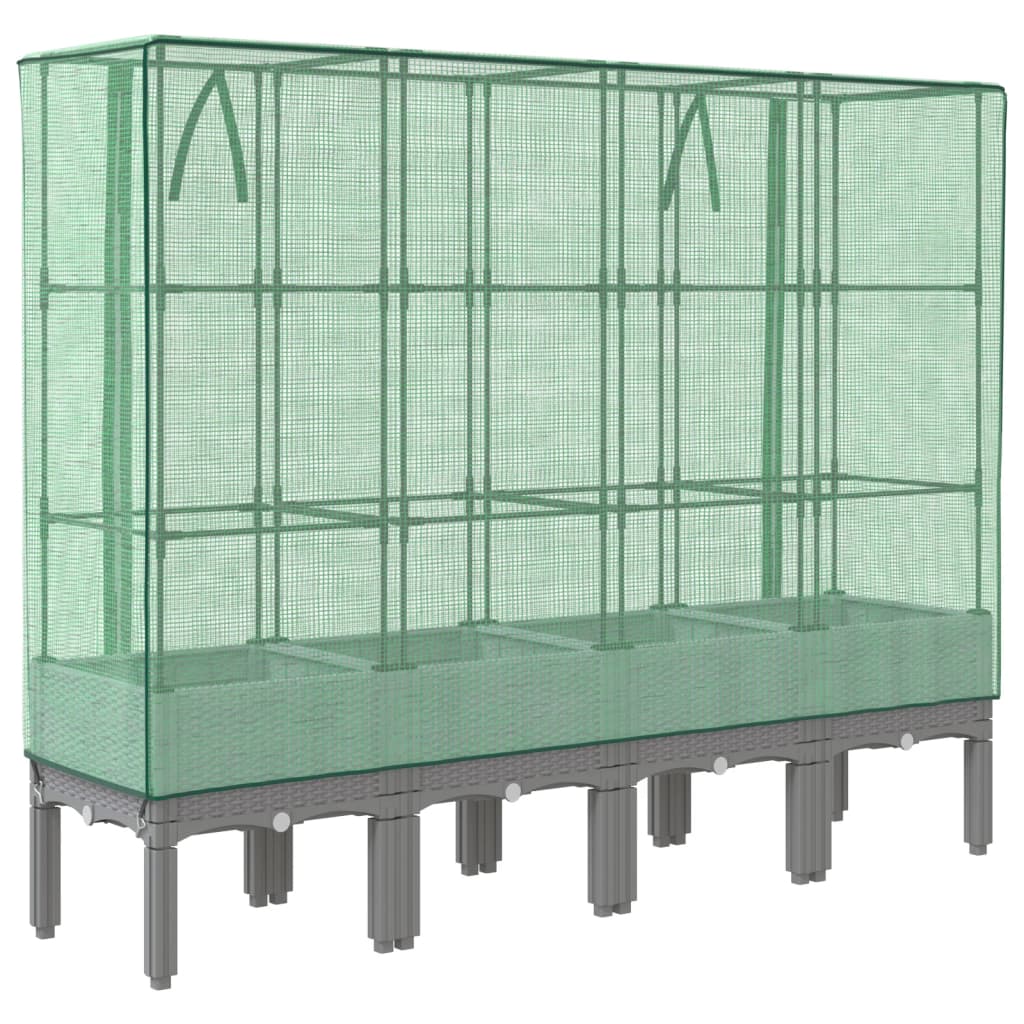 højbed med drivhusovertræk 160x40x140 cm rattan-look