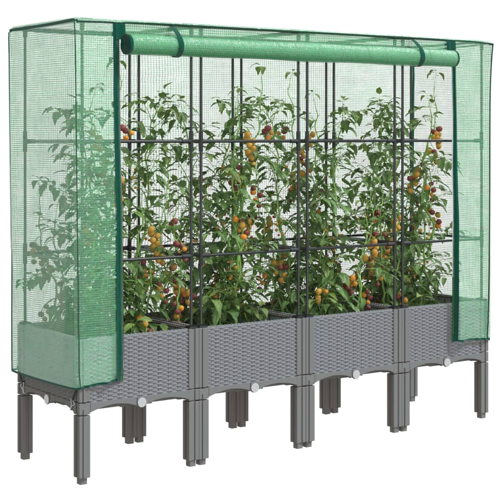 højbed med drivhusovertræk 160x40x140 cm rattan-look