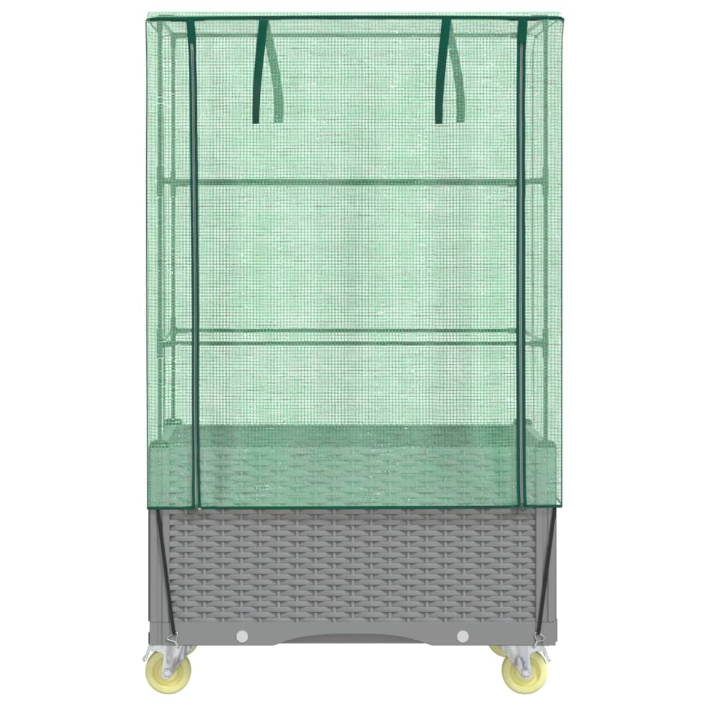 højbed med overtræk og hjul 80x50x182 cm rattan-look