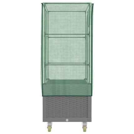 højbed med overtræk og hjul 80x50x182 cm rattan-look