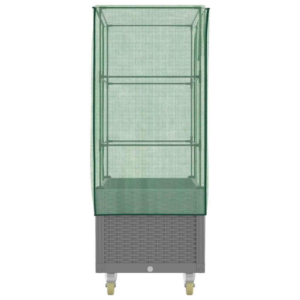 højbed med overtræk og hjul 80x50x182 cm rattan-look