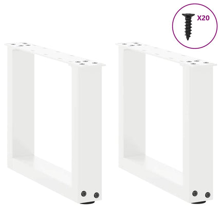 sofabordsben U-formet 2 stk. hvid 40x(30-31) cm stål