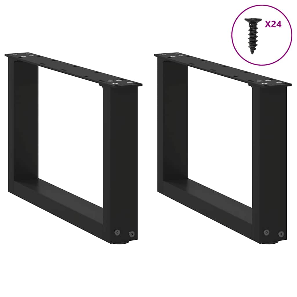 sofabordsben U-formet 2 stk. sort 50x(30-31) cm stål