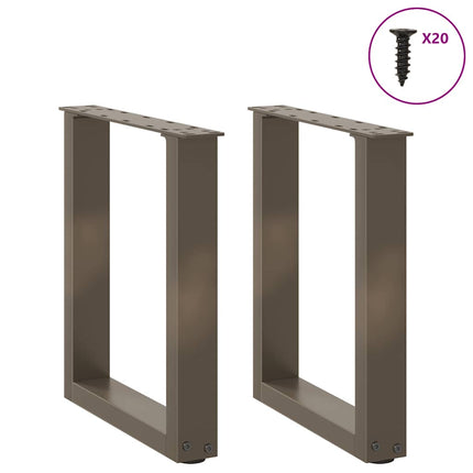 sofabordsben U-formet 2 stk. naturstål 38 x (42-43) cm stål