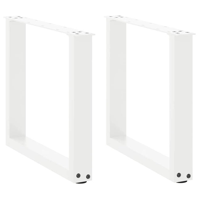 sofabordsben U-formet 2 stk. hvid 50x(42-43) cm stål