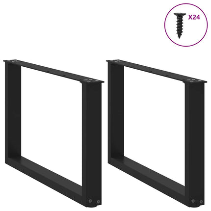sofabordsben U-formet 2 stk. sort 60 x (42-43) cm stål