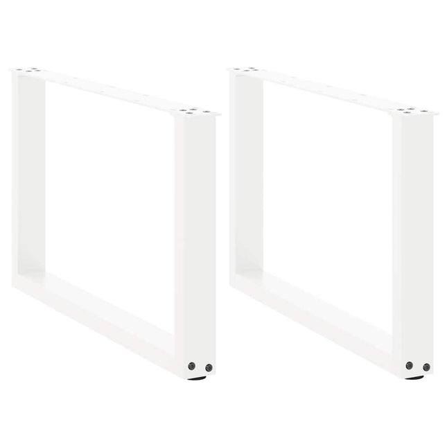 sofabordsben U-formet 2 stk. hvid 60 x (42-43) cm stål