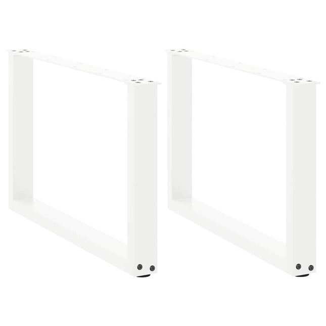 sofabordsben U-formet 2 stk. hvid 70 x (42-43) cm stål