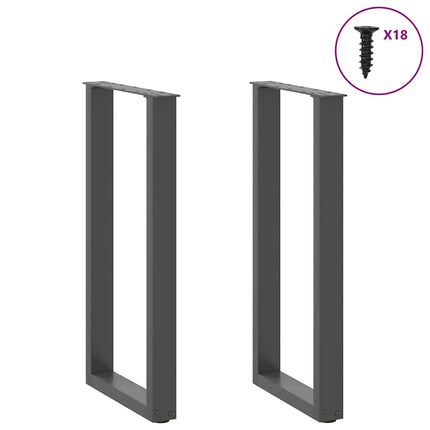 konsolbordben U-formet 2 stk. antracit 28 x (72-73) cm stål