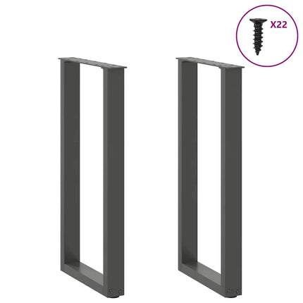 konsolbordben U-formet 2 stk. antracit 38 x (72-73) cm stål