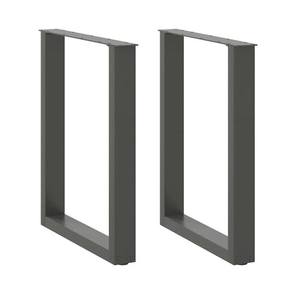 spisebordsben U-formet 2 stk. antracit 60 x (72-73) cm stål