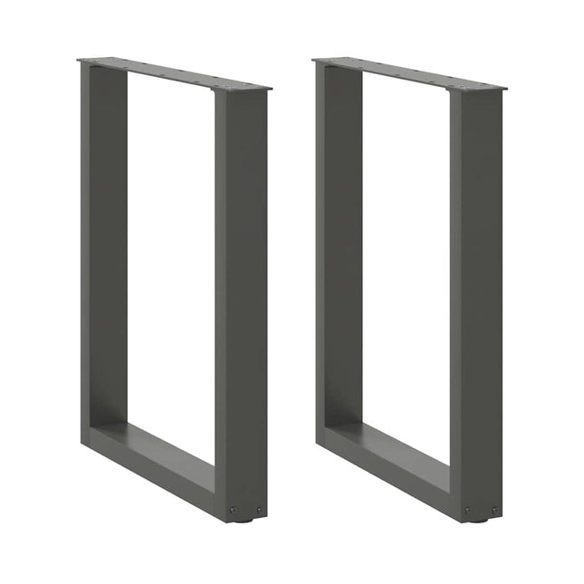 spisebordsben U-formet 2 stk. antracit 60 x (72-73) cm stål