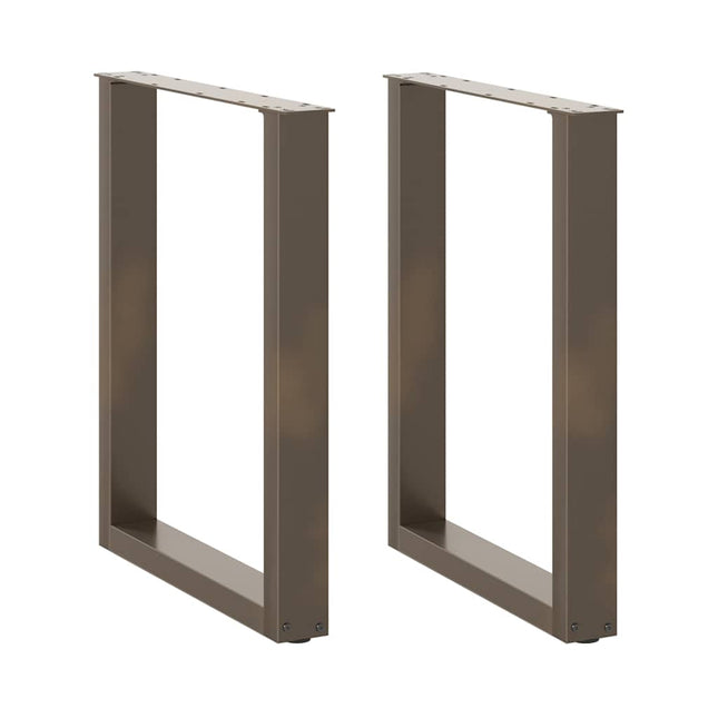 spisebordsben U-formet 2 stk. naturstål 60 x (72-73) cm stål