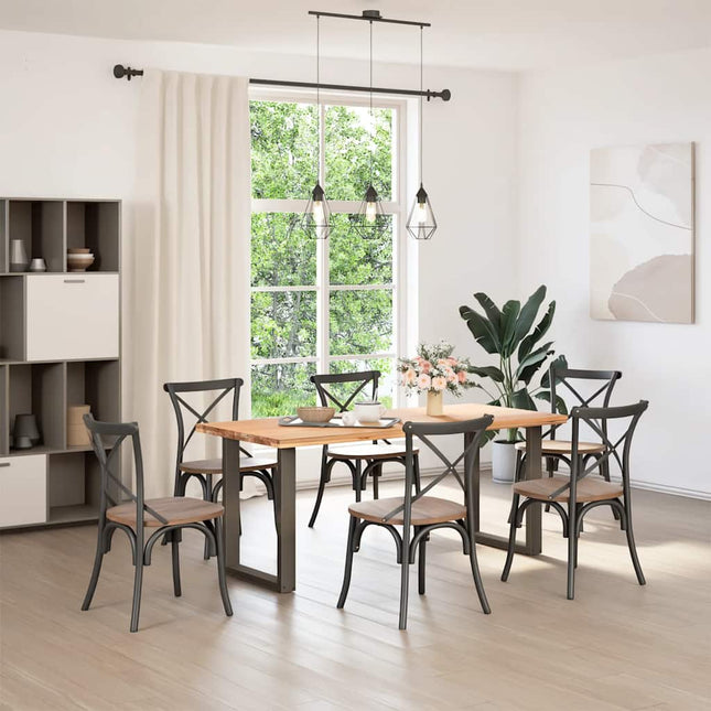 spisebordsben U-formet 2 stk. naturstål 60 x (72-73) cm stål