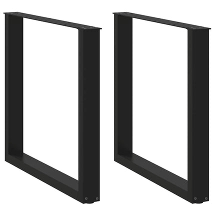 spisebordsben U-formet 2 stk. sort 80 x (72-73) cm stål