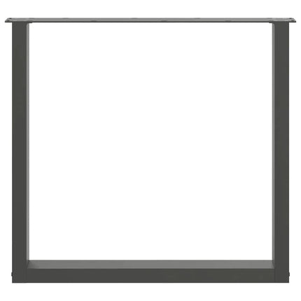 spisebordsben U-formet 2 stk. antracit 80x(72-73) cm stål
