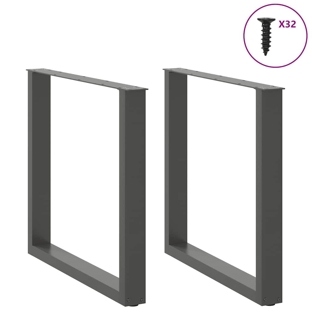 spisebordsben U-formet 2 stk. antracit 90x(72-73) cm stål