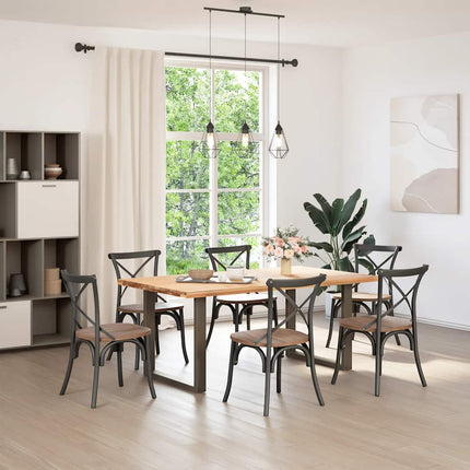 spisebordsben U-formet 2 stk. naturstål 90 x (72-73) cm stål